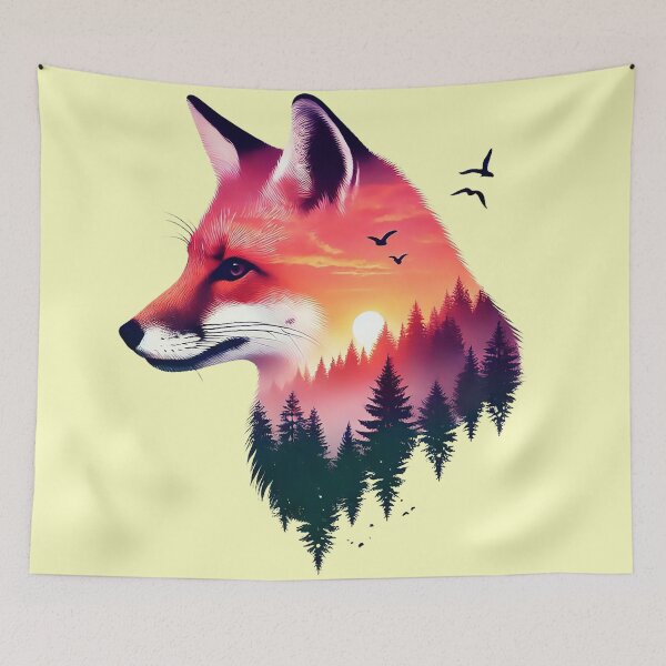 Item preview, Fox with Forest Sunset Double Exposure designed and sold by AlexandruStoian.