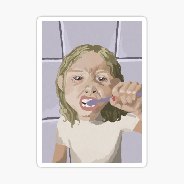 toothbrush girl Sticker