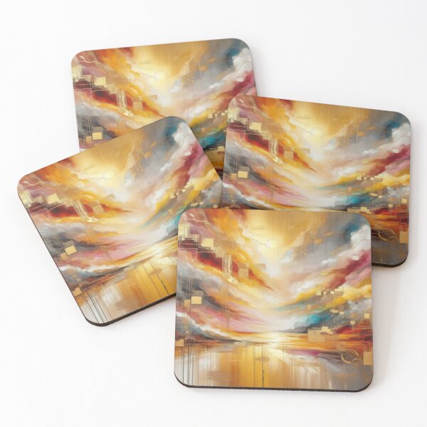 Item preview, Fascinating color chaos: Bright colors with golden effects and water reflections in a wild mess designed and sold by FotoworldEdel.