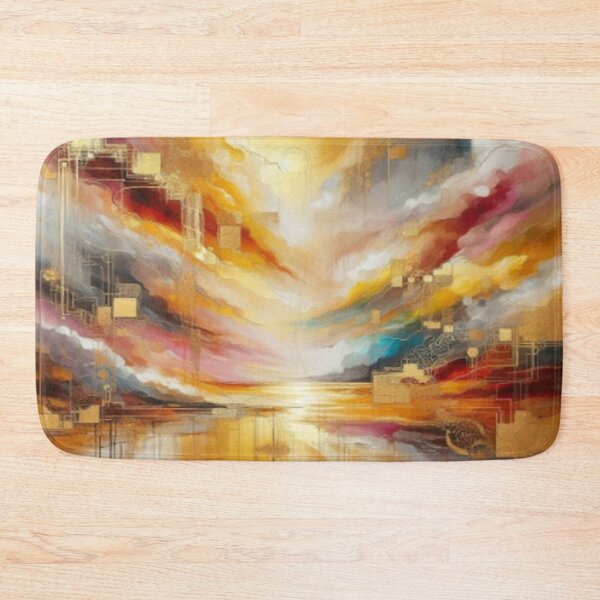 Item preview, Fascinating color chaos: Bright colors with golden effects and water reflections in a wild mess designed and sold by FotoworldEdel.