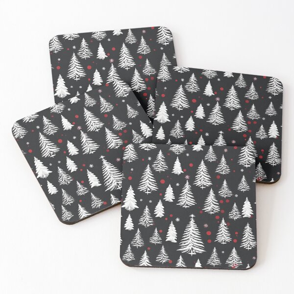 Item preview, White Christmas Trees on Black Background - Holiday Texture, funny, gifts, merry, christmas,  designed and sold by Ewelina  Niemiec.