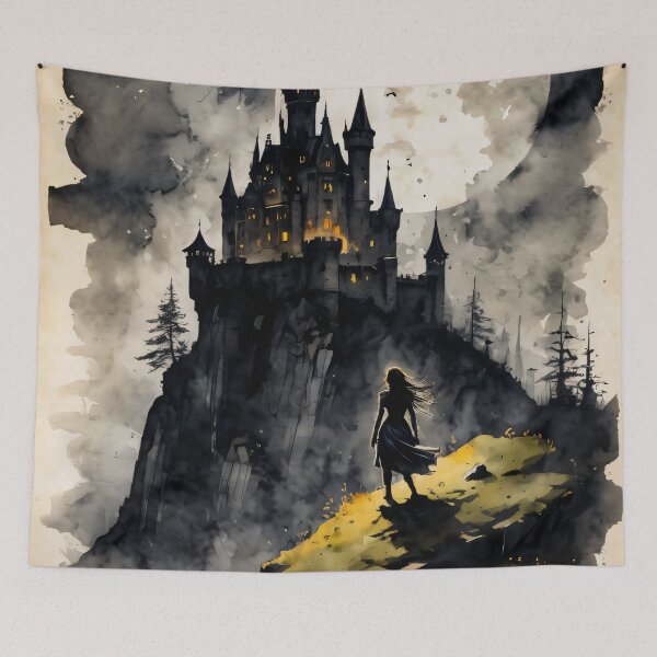 Item preview, Fantasy Castle Ink Illustration designed and sold by ByteyCreatives.
