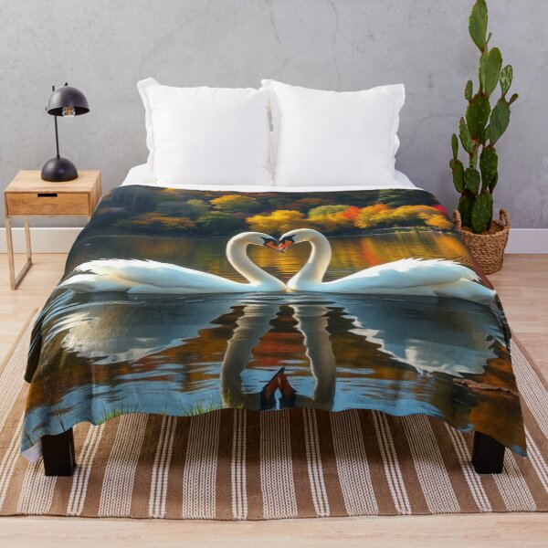 Item preview, A graceful swan glides across the lake while four baby swans sit on her back, safely sheltered under her wings, creating a heartwarming wildlife scene. designed and sold by Wisteria-Sin.
