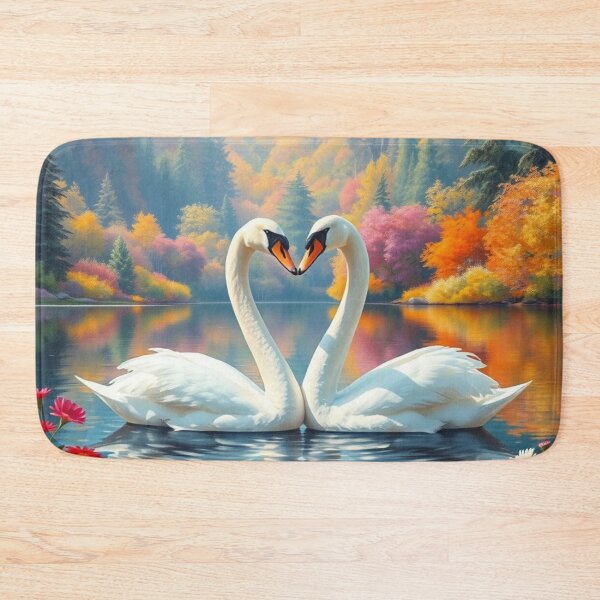 Item preview, A graceful swan glides across the lake while four baby swans sit on her back, safely sheltered under her wings, creating a heartwarming wildlife scene. designed and sold by Wisteria-Sin.