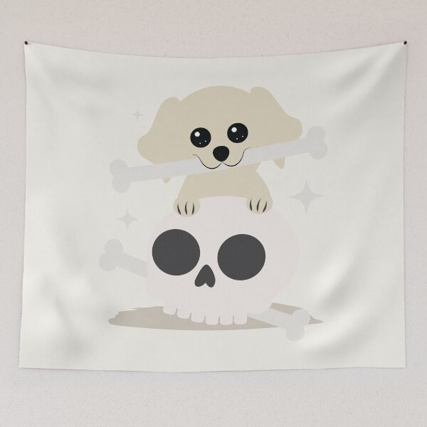 Item preview, Kawaii Dog Got Bone (From Skull) - white designed and sold by iamKaye.
