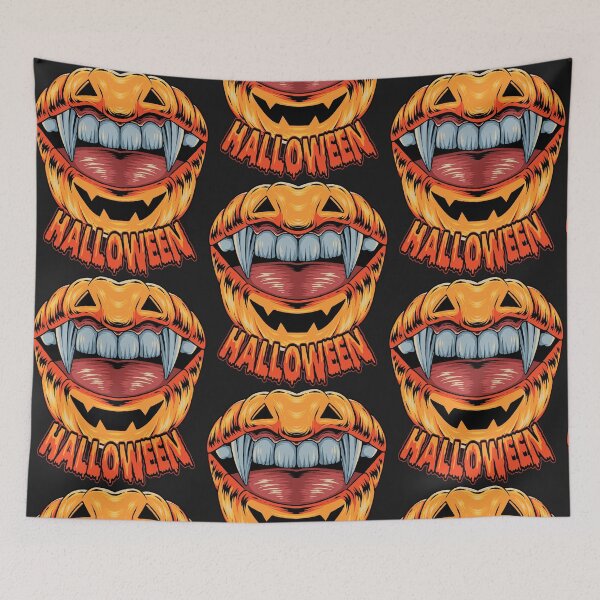 Item preview, Halloween pumpkin in the shape of lips with beautiful vampire teeth. designed and sold by Senior-Kuzmin.
