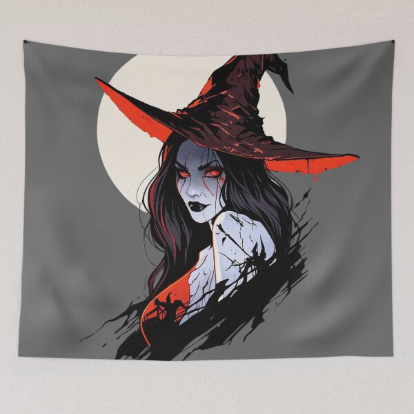 Item preview, Dark Witch with Red Eyes and Full Moon Background designed and sold by juthamas8426.