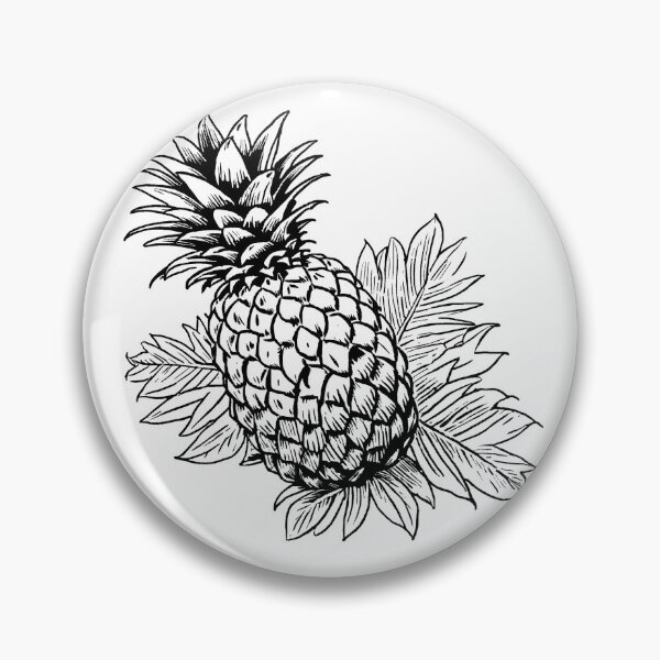 Item preview, Pineapple On Leaves Line Drawing designed and sold by GeoSketchWear.