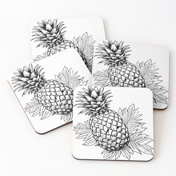 Item preview, Pineapple On Leaves Line Drawing designed and sold by GeoSketchWear.