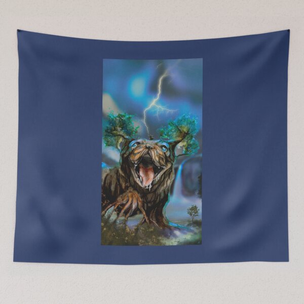 Item preview, Fluffy the botanical tree dog spooky art full image designed and sold by SaskiaFranken.