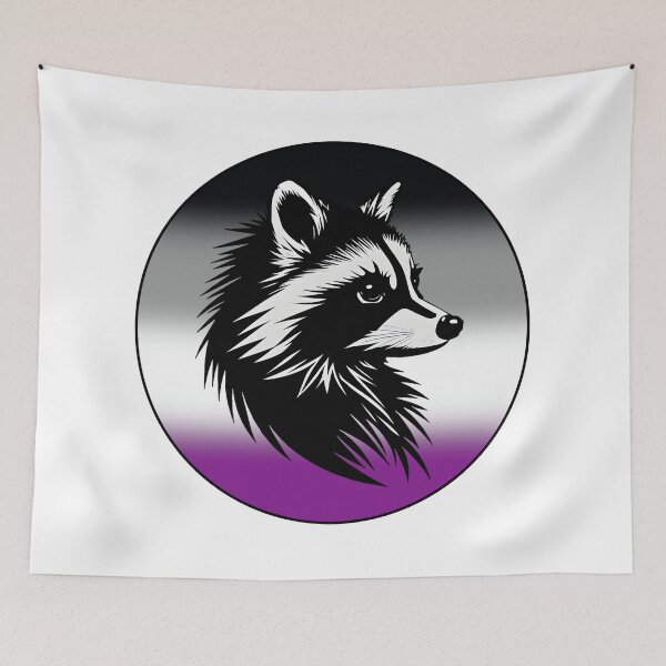 Item preview, Adorable Raccoon with Asexual Pride Flag Colored Background, Ace Flag Design  designed and sold by Travelslightly.
