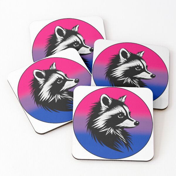 Item preview, Adorable Raccoon with Bisexual Pride Flag Colored Background, Bi Flag Design  designed and sold by Travelslightly.