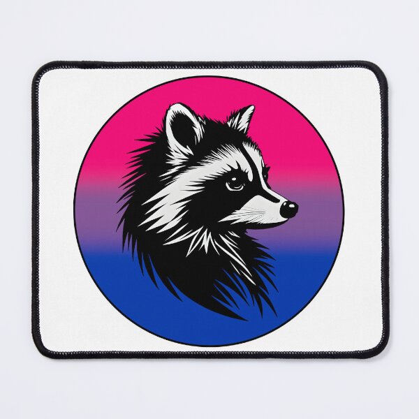 Item preview, Adorable Raccoon with Bisexual Pride Flag Colored Background, Bi Flag Design designed and sold by Travelslightly.
