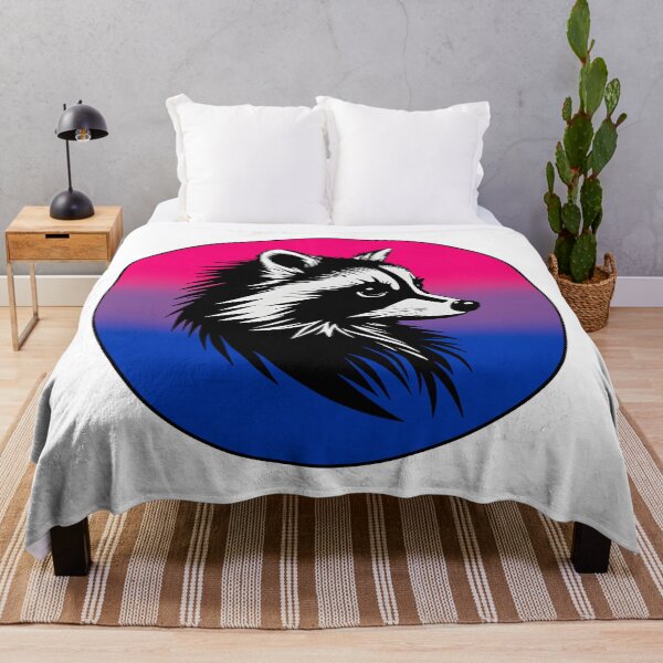 Item preview, Adorable Raccoon with Bisexual Pride Flag Colored Background, Bi Flag Design designed and sold by Travelslightly.