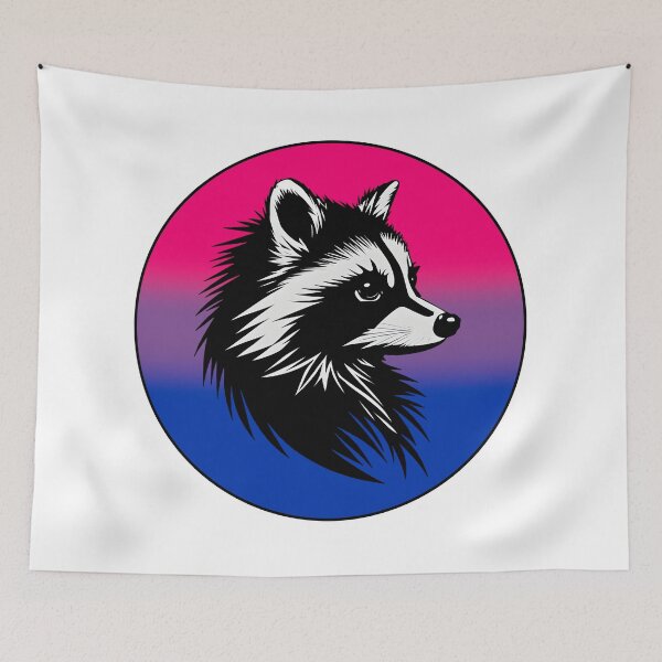 Item preview, Adorable Raccoon with Bisexual Pride Flag Colored Background, Bi Flag Design  designed and sold by Travelslightly.