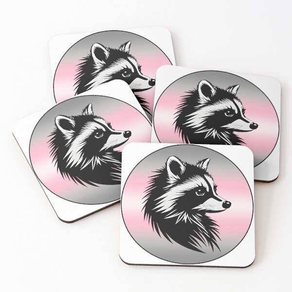 Item preview, Adorable Raccoon with Demigirl Pride Flag Colored Background, Demigirl Flag Design  designed and sold by Travelslightly.