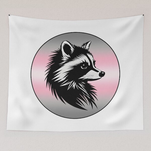 Item preview, Adorable Raccoon with Demigirl Pride Flag Colored Background, Demigirl Flag Design  designed and sold by Travelslightly.