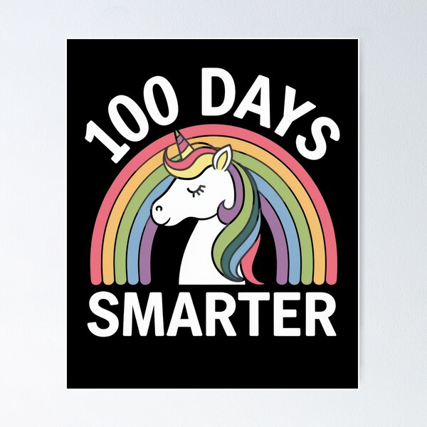 Item preview, 100 Days Smarter Unicorn Rainbow School Milestone designed and sold by Hananiah Merch.