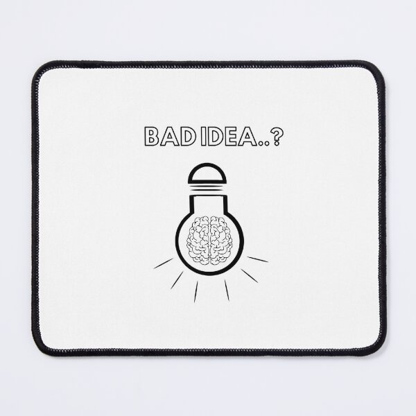 Item preview, A light bulb with brain with the inscription " Bad idea?" designed and sold by iLikeMinimalist.