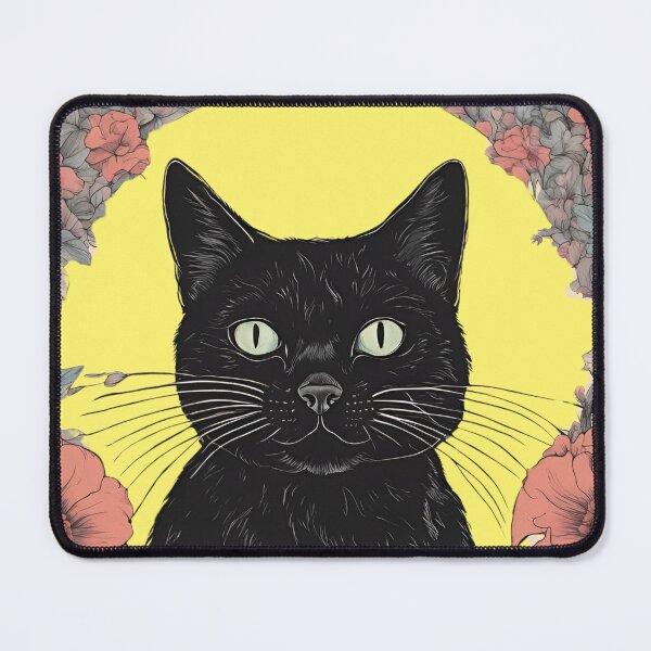 Item preview, Black cat cover with a floral autumn pattern in bright colors. designed and sold by Catophile.