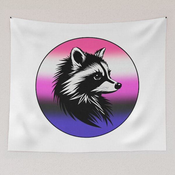 Item preview, Adorable Raccoon with Genderfluid Pride Flag Colored Background, Genderfluid Flag Design  designed and sold by Travelslightly.