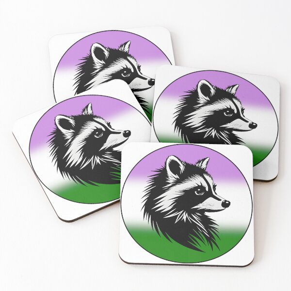 Item preview, Adorable Raccoon with Genderqueer Pride Flag Colored Background, Genderqueer Flag Design  designed and sold by Travelslightly.