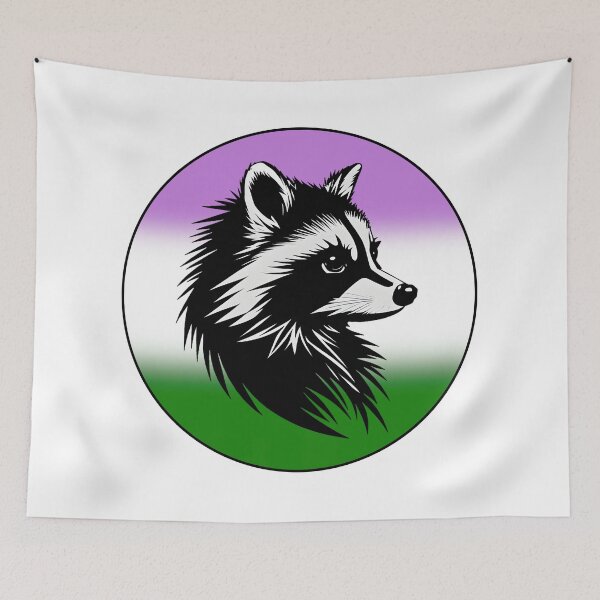 Item preview, Adorable Raccoon with Genderqueer Pride Flag Colored Background, Genderqueer Flag Design  designed and sold by Travelslightly.