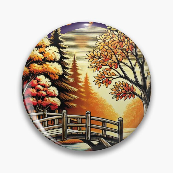 Item preview, Rustic Autumn Bridge Over Stream with Fall Leaves designed and sold by charaf19.