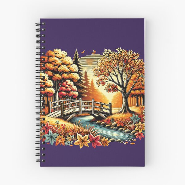 Item preview, Rustic Autumn Bridge Over Stream with Fall Leaves designed and sold by charaf19.