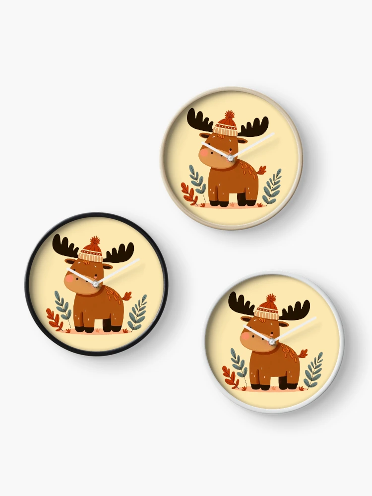 Thumbnail 3 of 4, Clock, Fall moose designed and sold by Rlyehinmate.