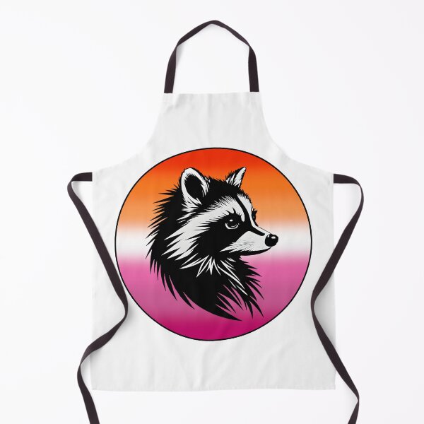 Artikelvorschau, Entzückender Waschbär mit farbigem Hintergrund der Lesben-Pride-Flagge, Lesben-Flaggen-Design entworfen und verkauft von Travelslightly.