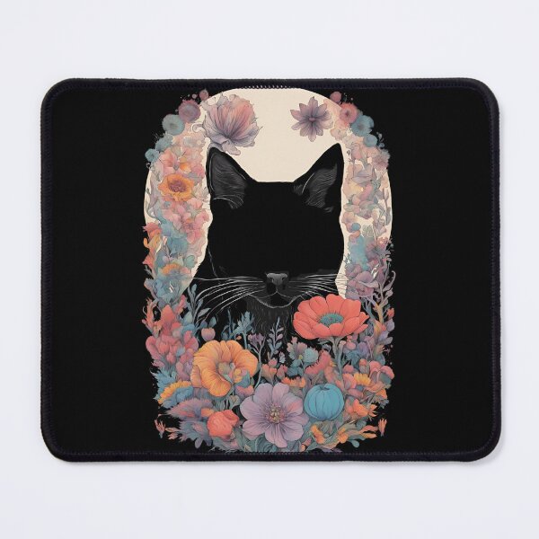 Item preview, Black cat cover with a floral autumn pattern in bright colors. designed and sold by Catophile.