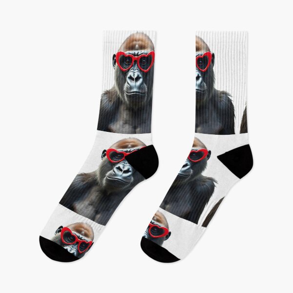 Item preview, Funny cool Gorilla wearing heart shape sunglasses designed and sold by LazyOwlStore.