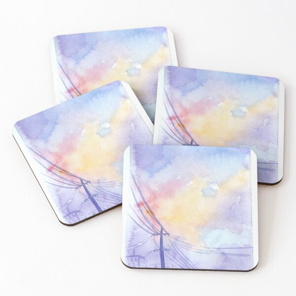 Item preview, Anime sunset with telephone wires designed and sold by majopienne.