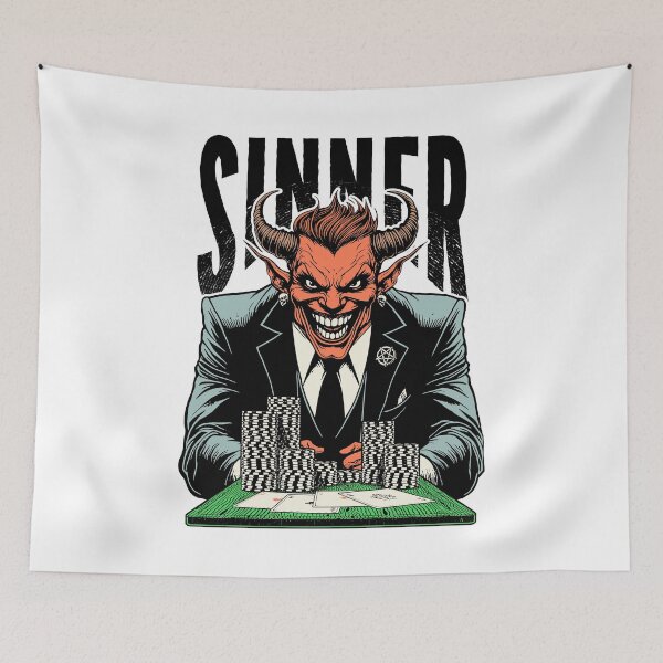 Item preview, Halloween Poker Funny Devil Demon Player Sinner Four Aces designed and sold by GrandeDuc.