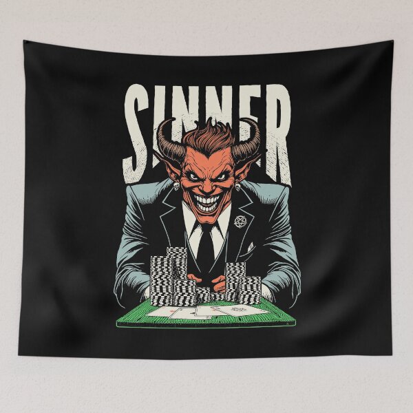 Item preview, Halloween Poker Funny Devil Demon Player Sinner Four Aces designed and sold by GrandeDuc.