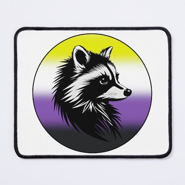 Item preview, Adorable Raccoon with Nonbinary Pride Flag Colored Background, Enby Flag Design  designed and sold by Travelslightly.