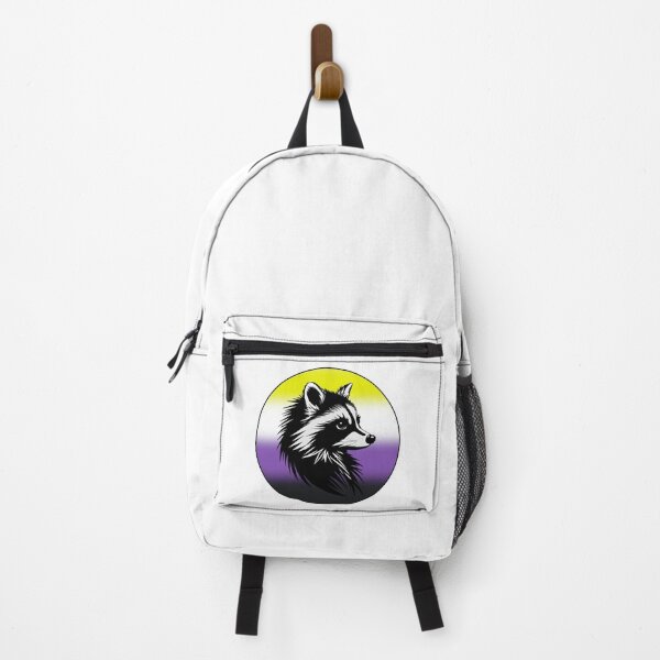 Item preview, Adorable Raccoon with Nonbinary Pride Flag Colored Background, Enby Flag Design  designed and sold by Travelslightly.