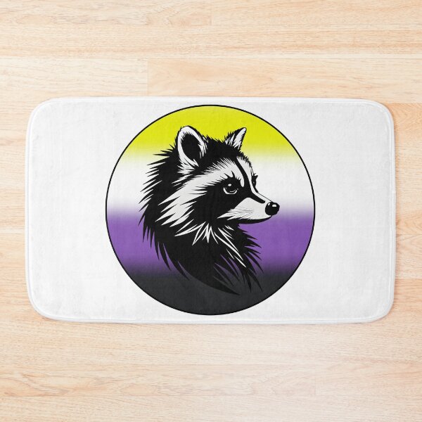 Item preview, Adorable Raccoon with Nonbinary Pride Flag Colored Background, Enby Flag Design  designed and sold by Travelslightly.