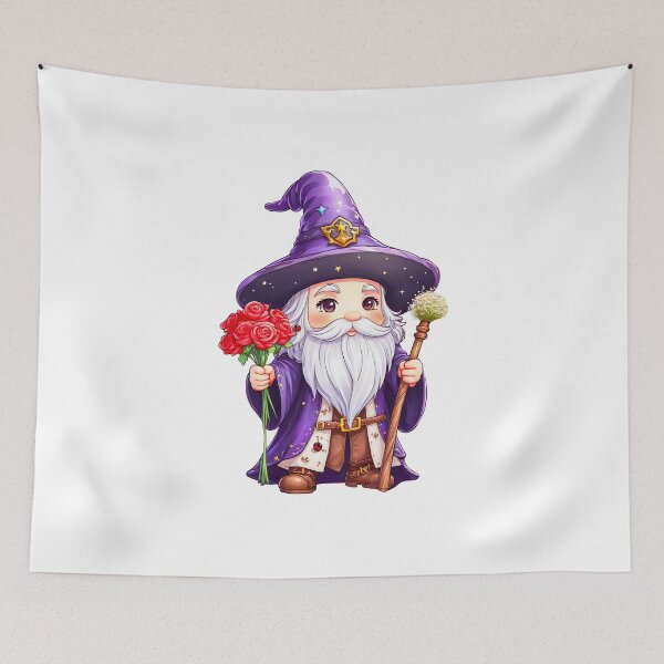 Item preview, Watercolor wizard cartoon holding a rose designed and sold by paiteen09.