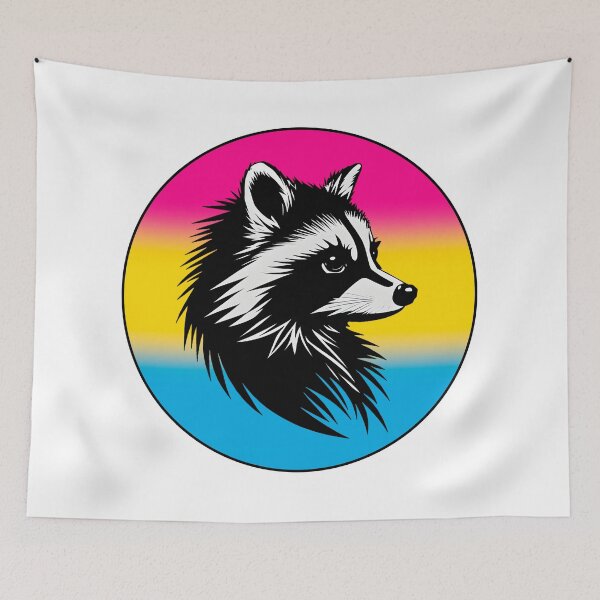 Item preview, Adorable Raccoon with Pansexual Pride Flag Colored Background, Pan Flag Design  designed and sold by Travelslightly.