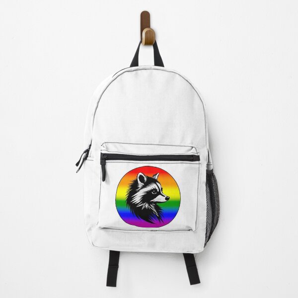 Item preview, Adorable Raccoon with LGBTQ+ Rainbow Pride Flag Colored Background, Rainbow Flag Design designed and sold by Travelslightly.