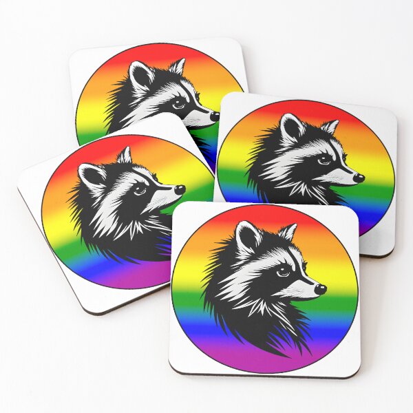 Item preview, Adorable Raccoon with LGBTQ+ Rainbow Pride Flag Colored Background, Rainbow Flag Design  designed and sold by Travelslightly.
