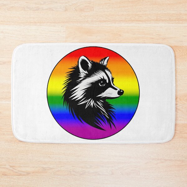 Item preview, Adorable Raccoon with LGBTQ+ Rainbow Pride Flag Colored Background, Rainbow Flag Design  designed and sold by Travelslightly.