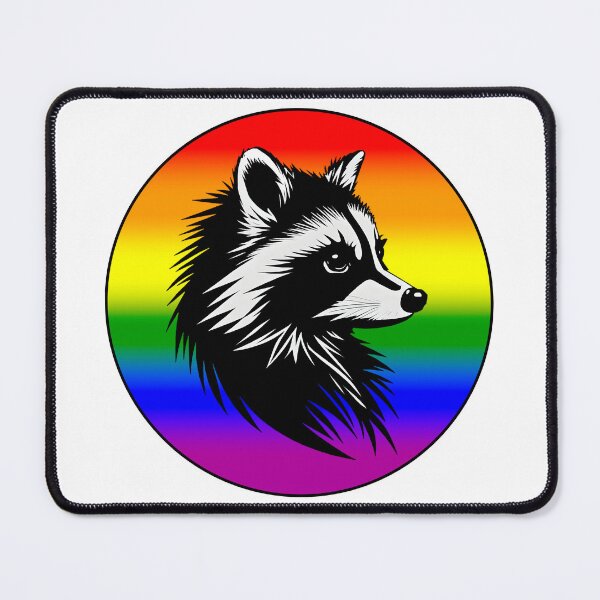 Item preview, Adorable Raccoon with LGBTQ+ Rainbow Pride Flag Colored Background, Rainbow Flag Design designed and sold by Travelslightly.