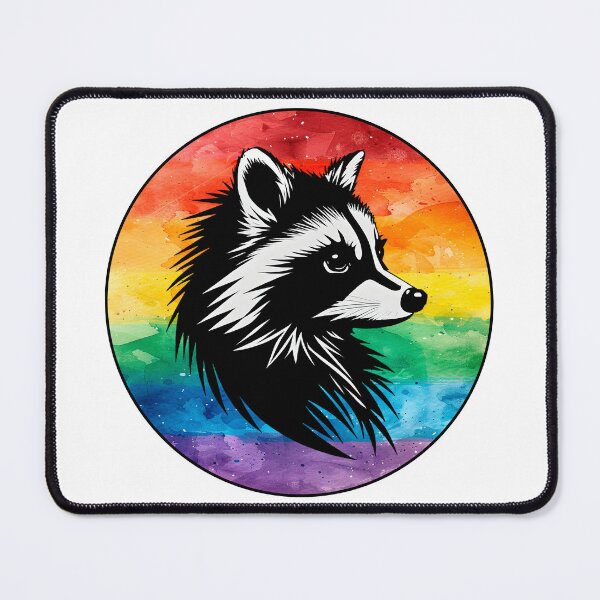 Item preview, Adorable Raccoon with Watercolor LGBTQ+ Rainbow Pride Flag Colored Background, Rainbow Flag Design designed and sold by Travelslightly.