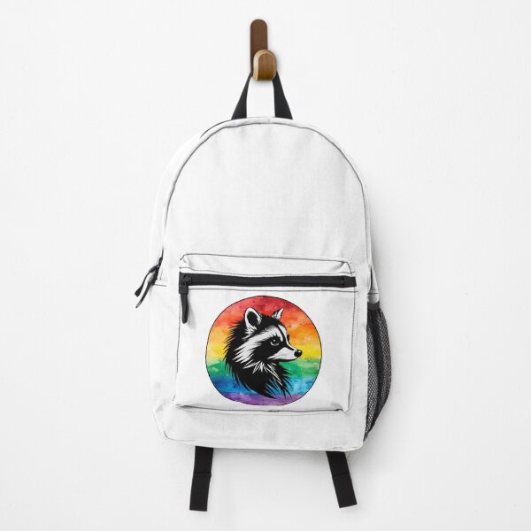 Item preview, Adorable Raccoon with Watercolor LGBTQ+ Rainbow Pride Flag Colored Background, Rainbow Flag Design designed and sold by Travelslightly.