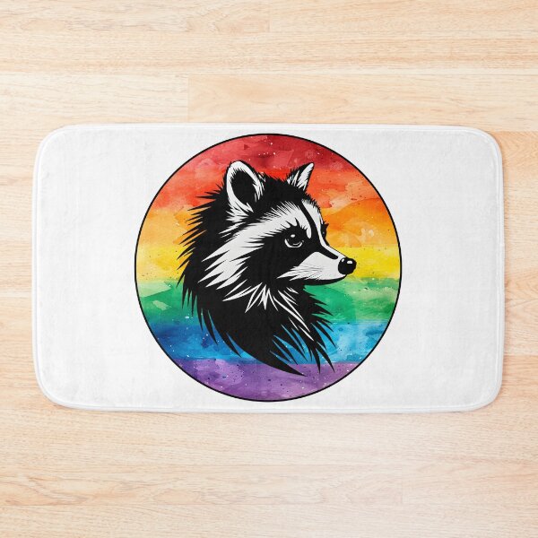 Item preview, Adorable Raccoon with Watercolor LGBTQ+ Rainbow Pride Flag Colored Background, Rainbow Flag Design  designed and sold by Travelslightly.