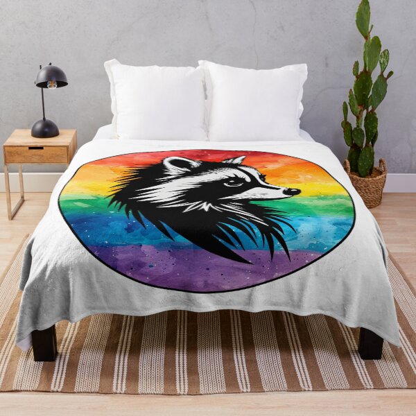 Item preview, Adorable Raccoon with Watercolor LGBTQ+ Rainbow Pride Flag Colored Background, Rainbow Flag Design designed and sold by Travelslightly.