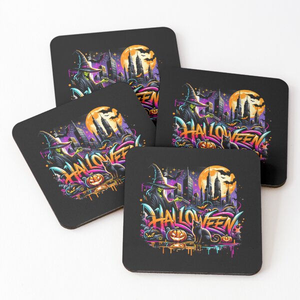 Item preview, Skeleton in Witch Hat & Halloween Pumpkins – Chilling Watercolor Art for T-Shirts, Mugs, Stickers & More designed and sold by artedigital99.